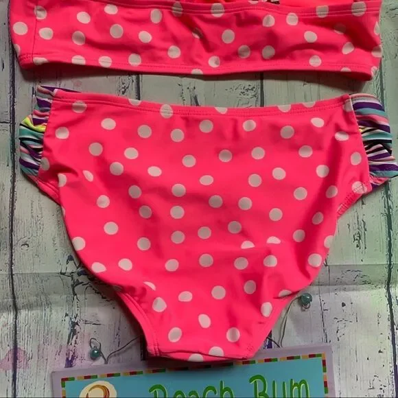 Xhilaration Girl's pink white polka dots bikini.